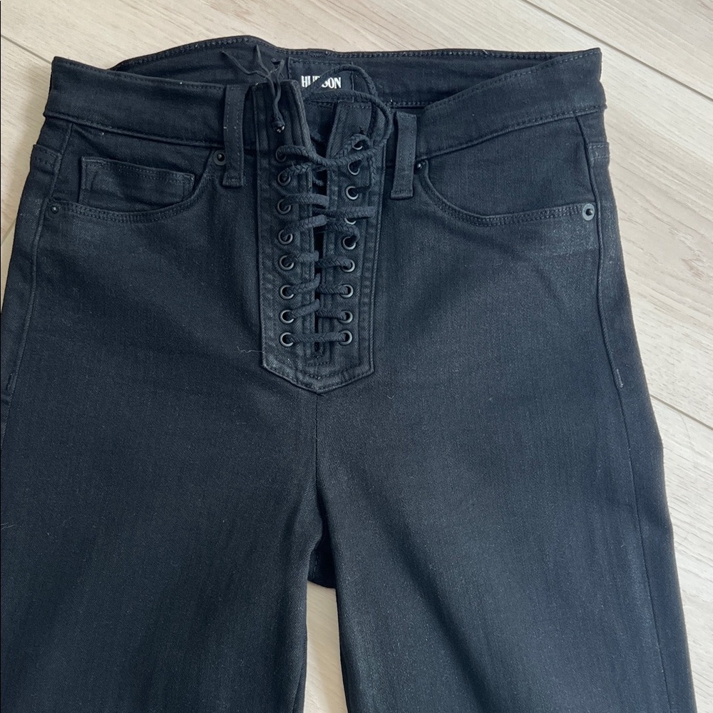 Hudson Jeans Women's High Rise Black Lace-Up Denim